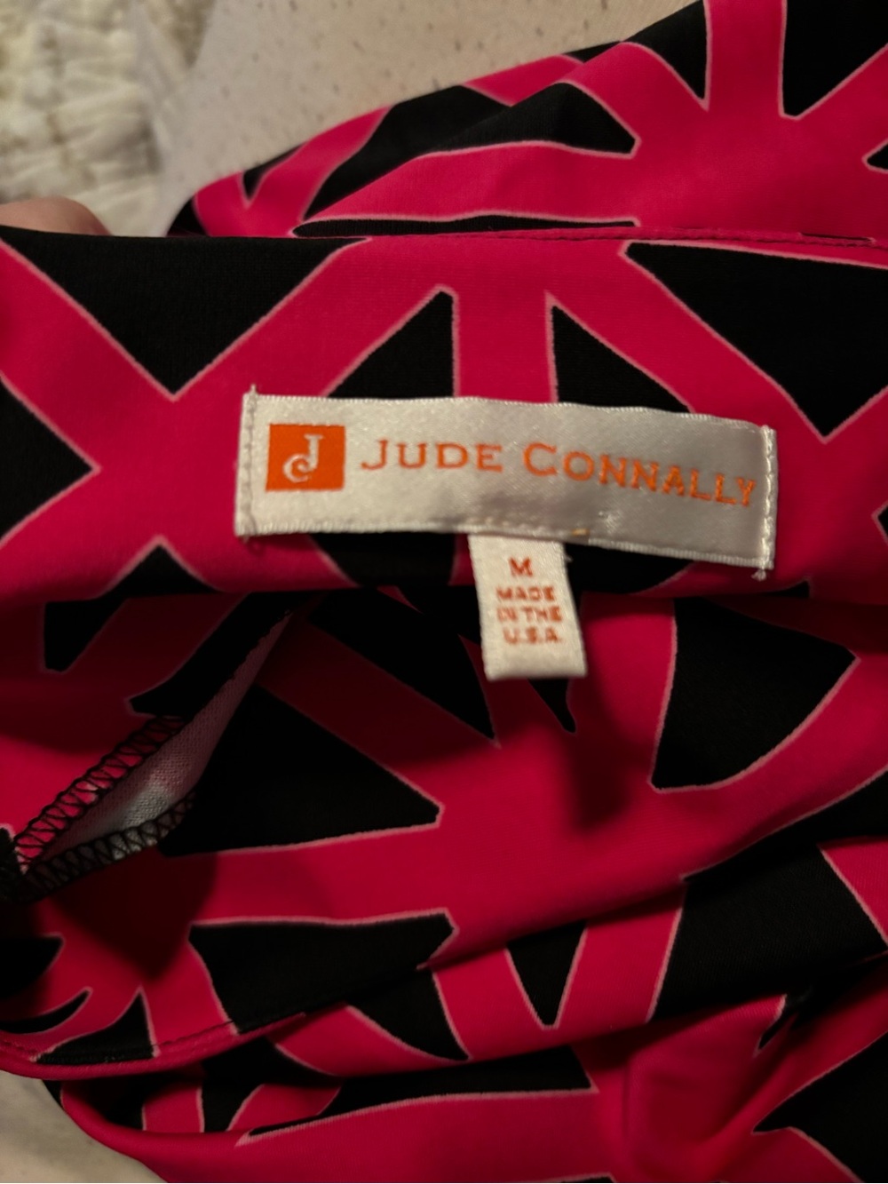 Jude Connally Black & Hot Pink Geometric Dress Size Medium A00405 - Picture 2 of 5